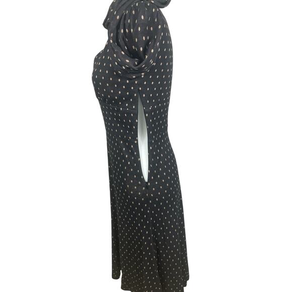 Vintage Betsey Johnson Polka Dot Fit & Flare Midi Dress Retro Pinup Brown Size 4 - Picture 8 of 15
